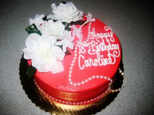 Red & White Round Birthday Cake