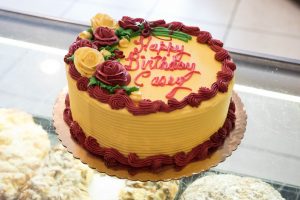 Garnet & Gold Round Rose Birthday Cake