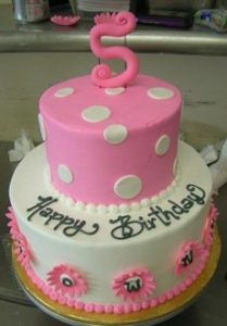 Kids Pink Polka Dot Birthday Cake