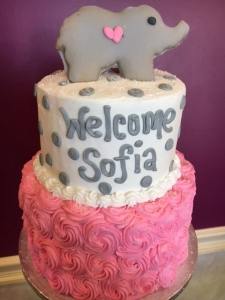 Two-tiered Elephant Baby Shower Cake