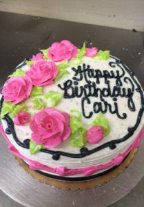 Pink & Black Round Rose Birthday Cake