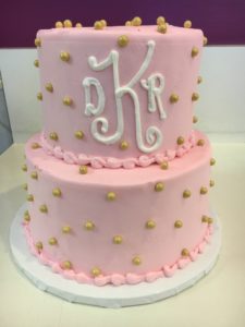 Two-tiered Monogram Baby Shower Cake