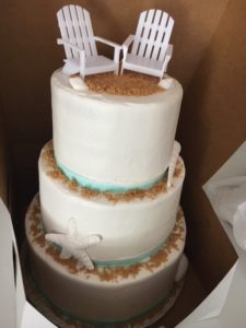 Three-tiered Beach Theme Wedding Cake