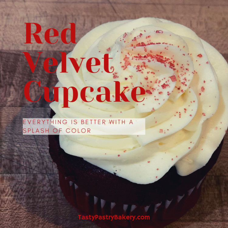 Red Velvet Cupcake (text: "Red Velvet Cupcake. Everything is better with a splash of color.")