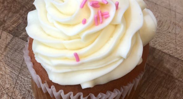 Strawberry Cupcake (strawberry cake with cream cheese icing and pink sprinkles)