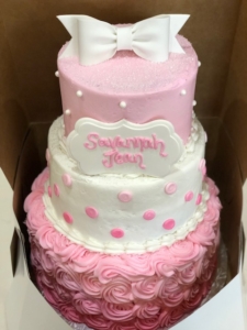 Three-tiered Pink Baby Shower Cake