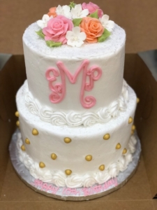 Two-tiered Monogram Birthday Cake