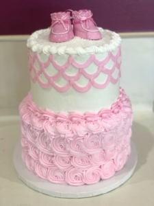 Two-tiered Baby Bootie Baby Shower Cake