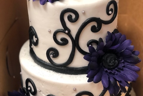 Two-tiered Floral Swirl Cake