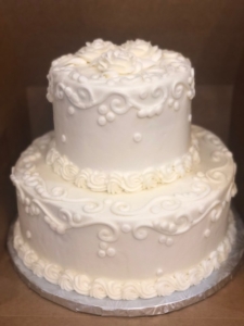 Two-tiered All White Wedding Cake