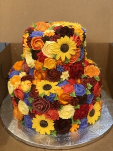 Two-tiered Fall Flower Cake