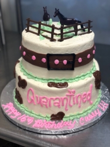 Two-tiered Horse Theme Birthday Cake